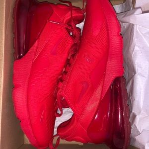 These are Nike air max 270’s in the color red in size 7 in kids / youth.